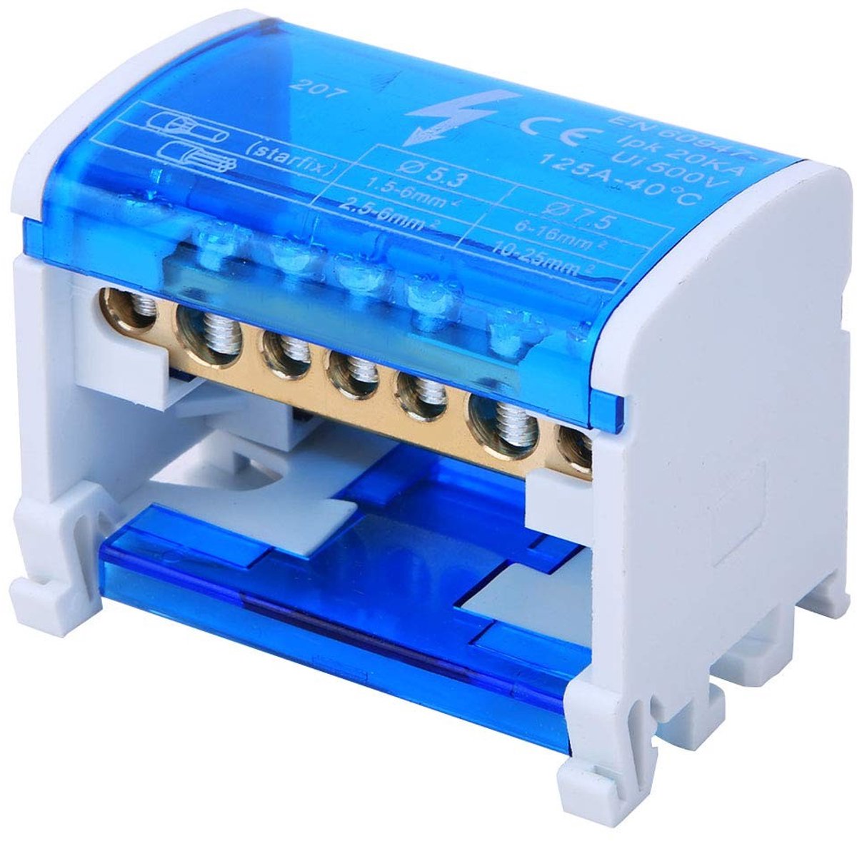 Solidchoice - Elektrische Verdeler met 16mm Aansluitblok voor DIN Rail