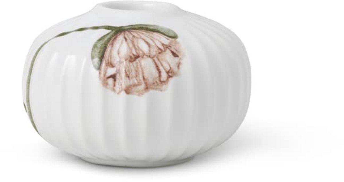 Solidchoice - Hammershøi Poppy Kaarsenstandaard Ø7,5 Cm - Wit met Bloemmotief