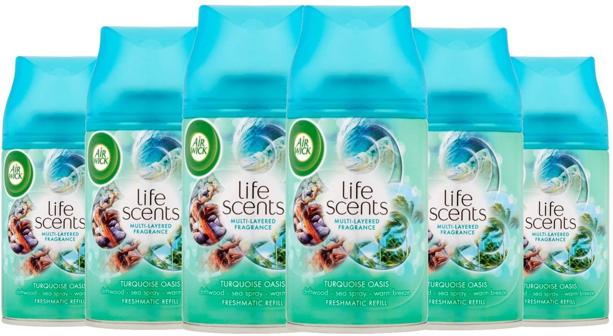 Solidchoice - Navulling Luchtverfrisser Turquoise Oase voor Freshmatic Max - 6 x 250 ml