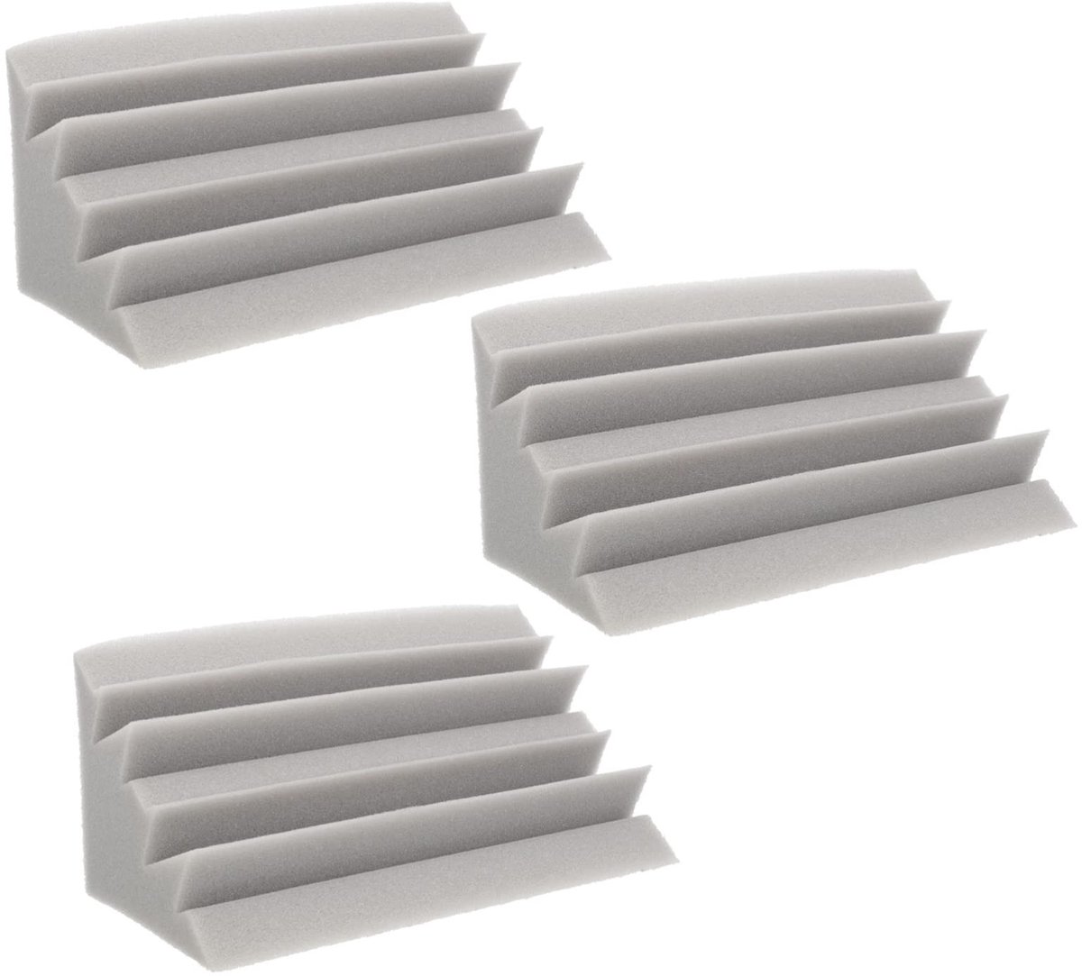 Acoustic Foam Bass Traps - White High-Density Studio Foam - Pack of 3