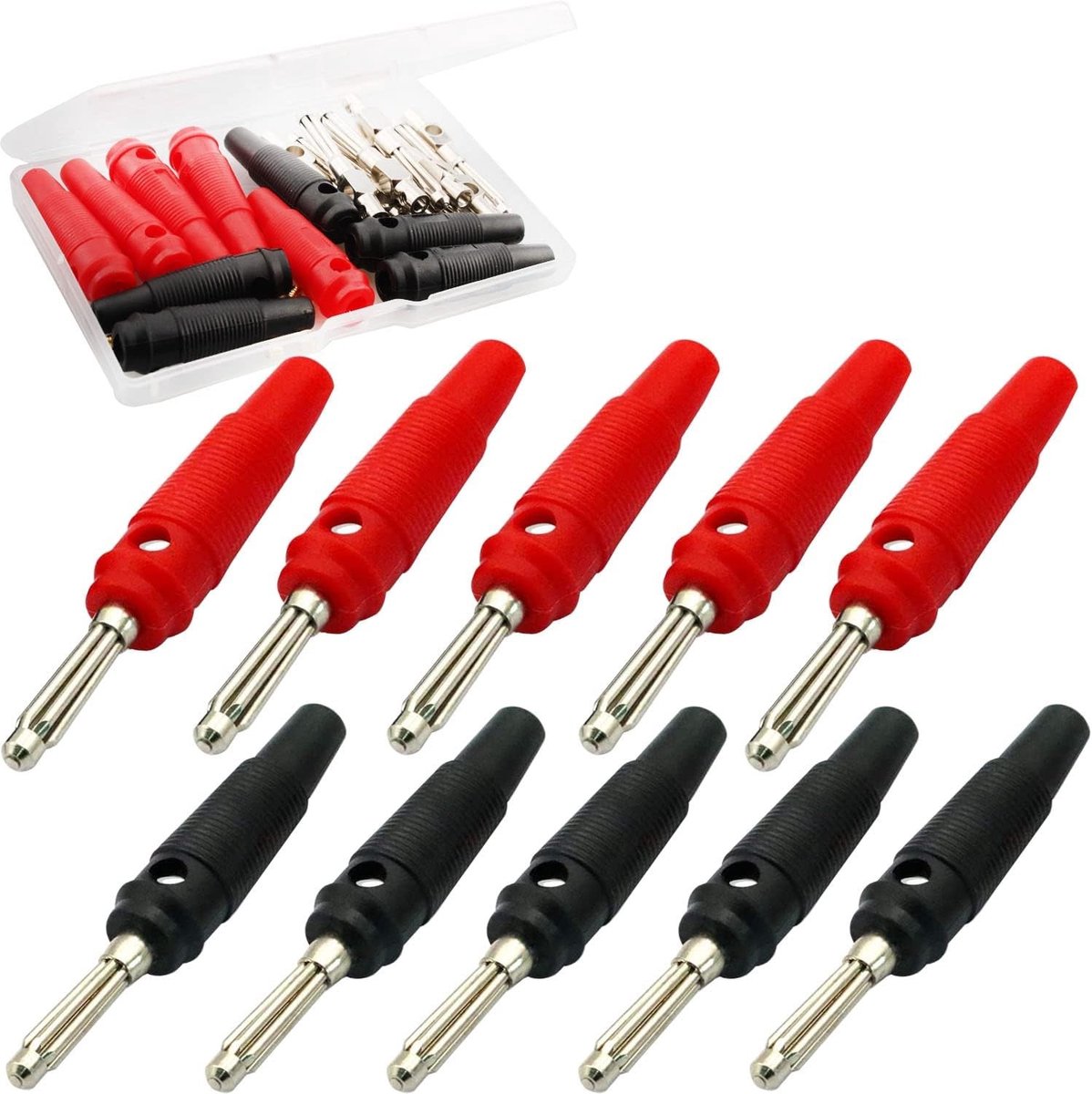 Solidchoice - Banaanstekker - Luidsprekerkabel - Hoogwaardige kwaliteit - Rood en zwart - Soldeervrij - Geschikt voor versterkers - 10 stuks