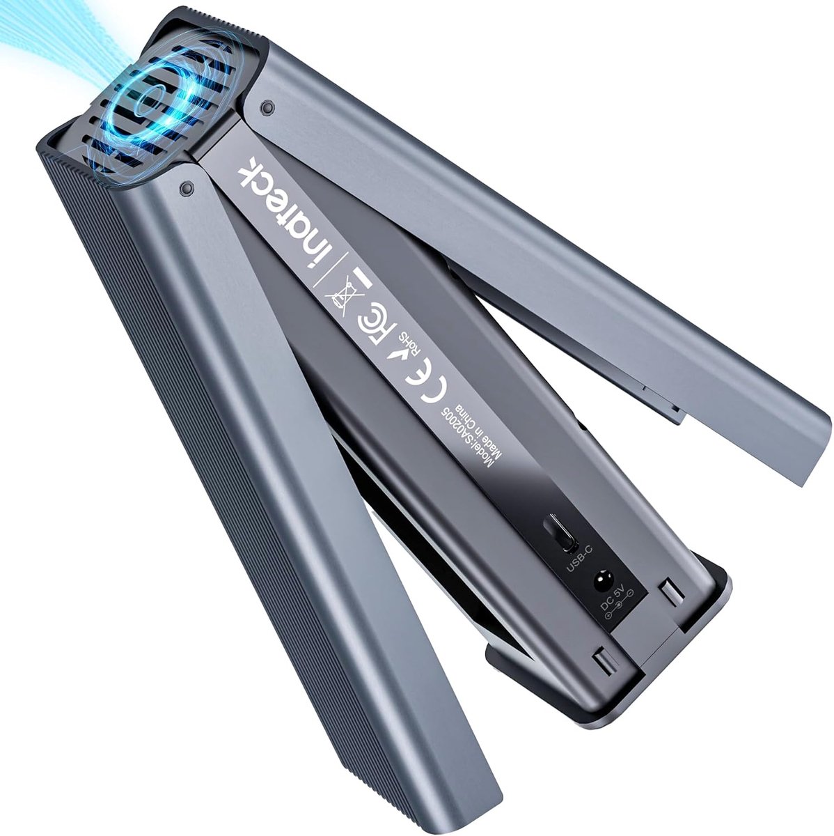 M.2 NVMe Dual SSD-behuizing met koelventilator - 10 Gbps USB-C NVMe Docking Station voor M.2 2230 - 2242 - 2260 - 2280 SSD's (M & B+M Key) - SA02005
