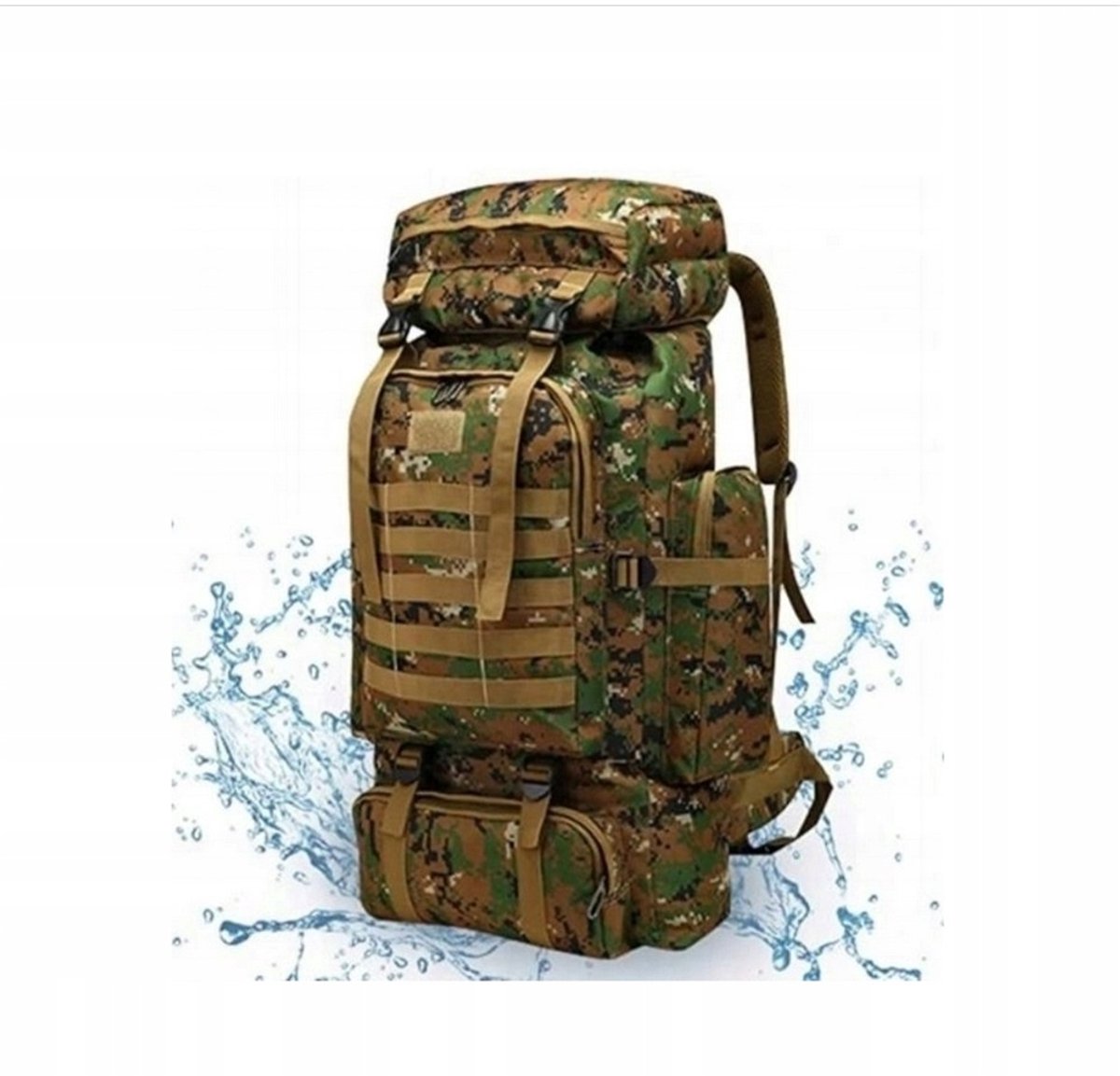 Merkloos Tactische Outdoor Rugzak 80L - Waterdicht Camouflage