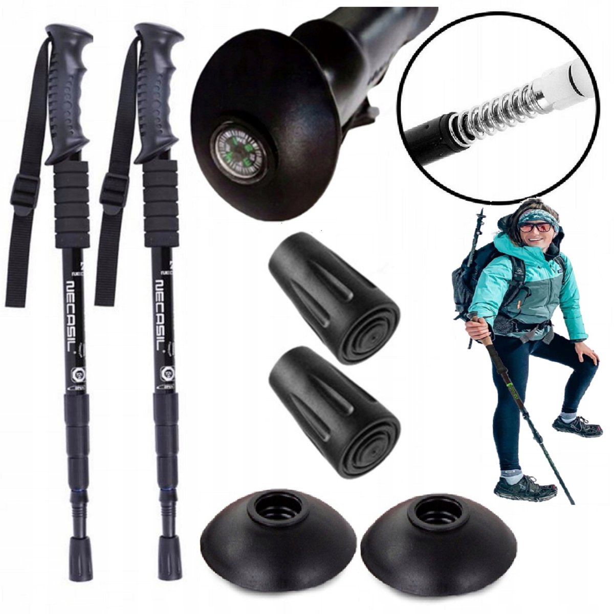 Verstelbare Nordic Walking Stokken - Lichtgewicht Aluminium