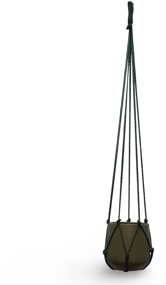 Plantenhanger Zonder Kwast - Kies Kleur en Lengte - Donkergroen - 100 cm lang - Katoenkoord - Geschikt voor Pot met Diameter t/m 20 cm - Handgemaakt in ons Macramé Atelier - Prijs per Stuk - Let op: Exclusief Pot - Inclusief Verzendkosten