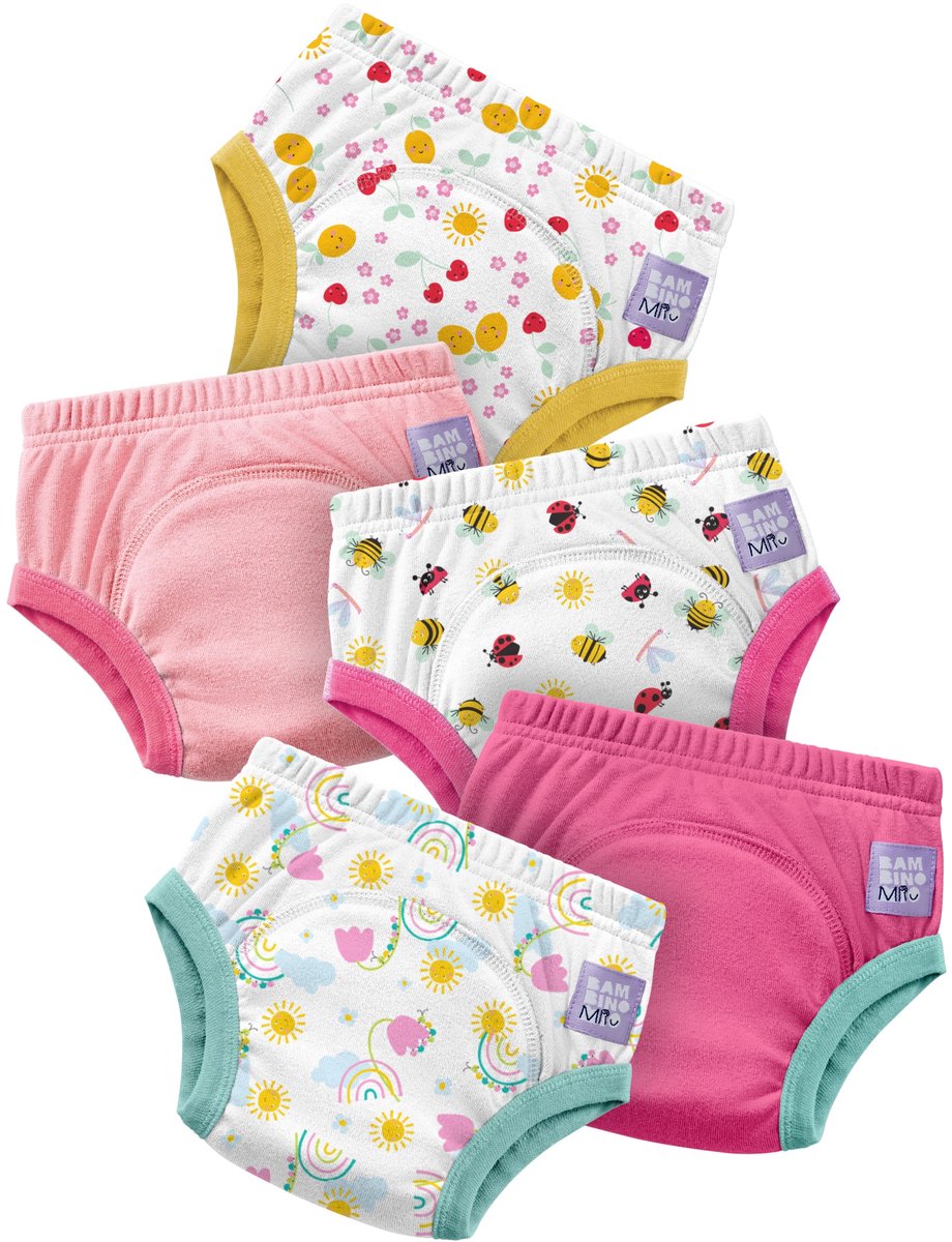 Set van 5 herbruikbare zindelijkheidsbroekjes in Zonnige glimlachen| Sneller en met vertrouwen zindelijk worden | Bambino Mio®