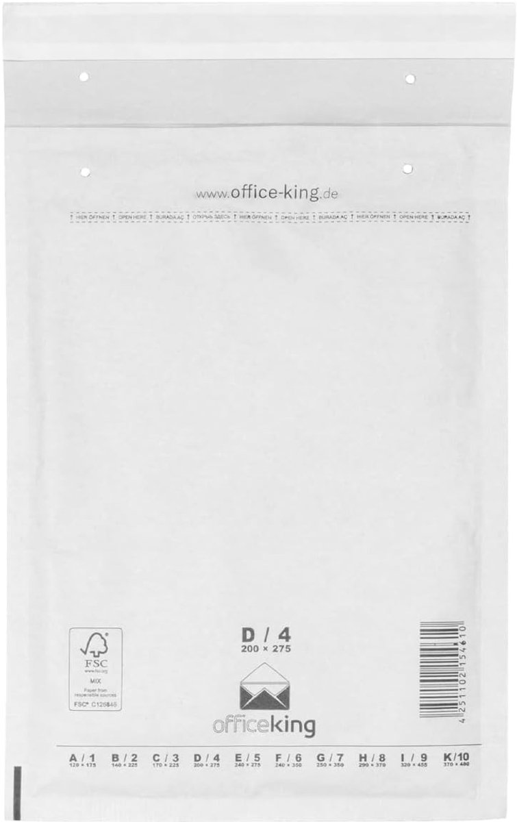 Luchtkussen Enveloppen - Wit - 200 x 275 mm - Waterafstotend en Scheurbestendig - Voor Verzending van Boeken en Goederen