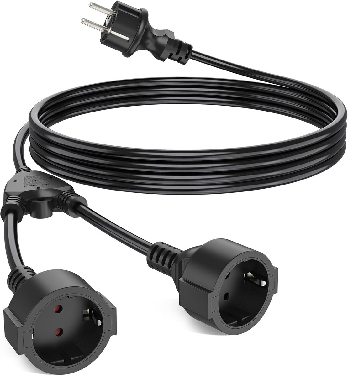 Verlengkabel voor Buiten - Zwart - Rubber - Met Waterdicht Dubbel Stopcontact