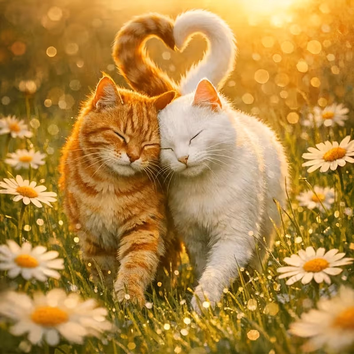 diamond painting poezen die met elkaar knuffelen hoe lieflijk en mooi 20 x 20 cm