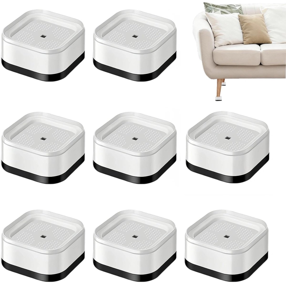 Solidchoice - 8 Stuks Verstelbare Meubelverhogers voor Stoelen en Wasmachines
