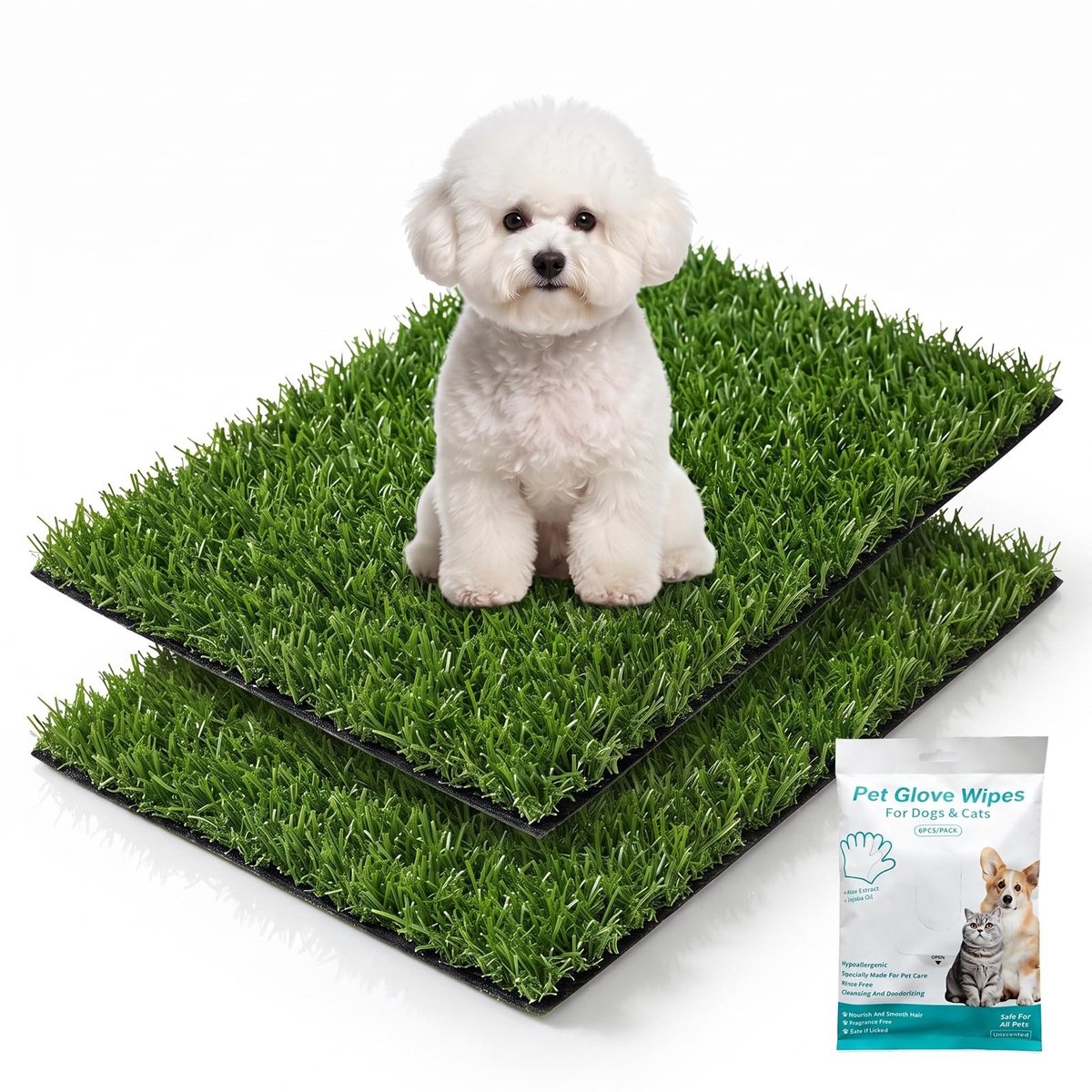 Solidchoice - Hondentoilet met Kunstgras, 2 Stuks, 46 x 35,5 cm