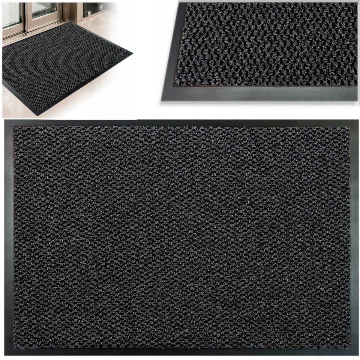 Grote Antraciet 3D Deurmat 90x150 cm - Antislip & Universeel