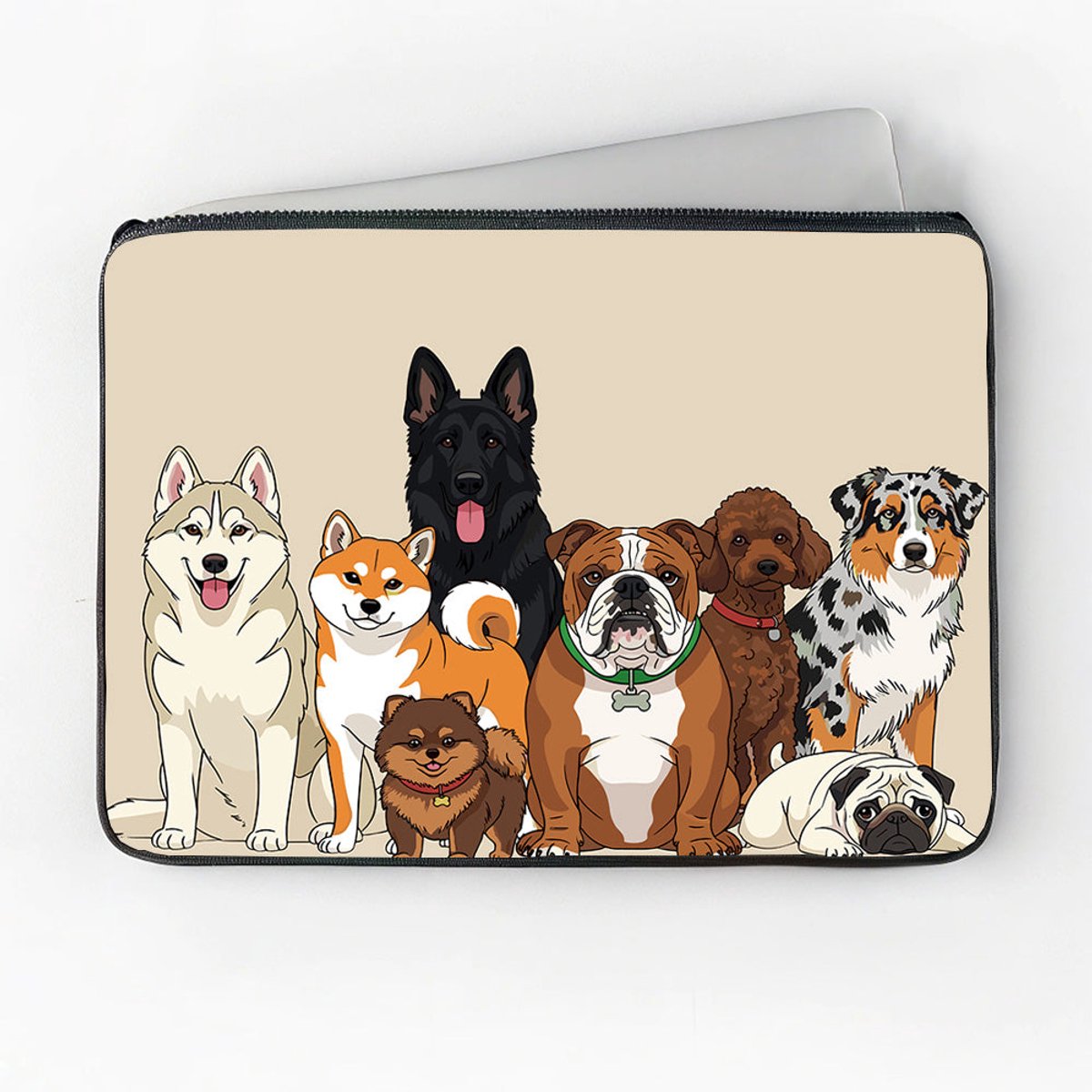 Image of Geschikt voor Laptophoes 14 Inch Honden opdruk - Laptopsleeve 14 Inch - Binnenmaat 23 x 33 cm