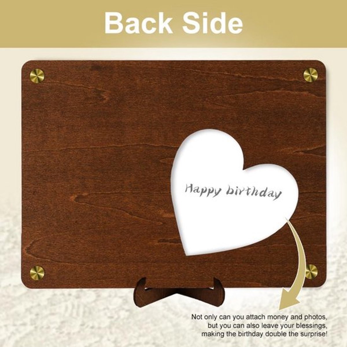 Houten Geldcadeau met Standaard voor Verjaardag - Creatieve Cadeau - Wenskaarten en Verjaardagsdecoratie