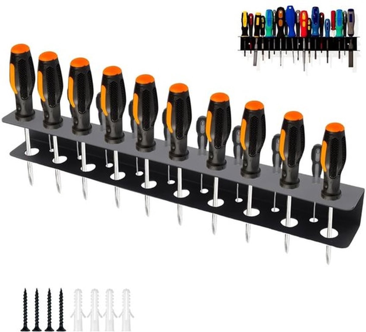 Gereedschapswandhouder 40 cm - 19-gaats Organizer - Schroevendraaier/Tanghouder - Ruimtebesparend - IJzer - Eenvoudige Installatie - Gereedschapsorganizer