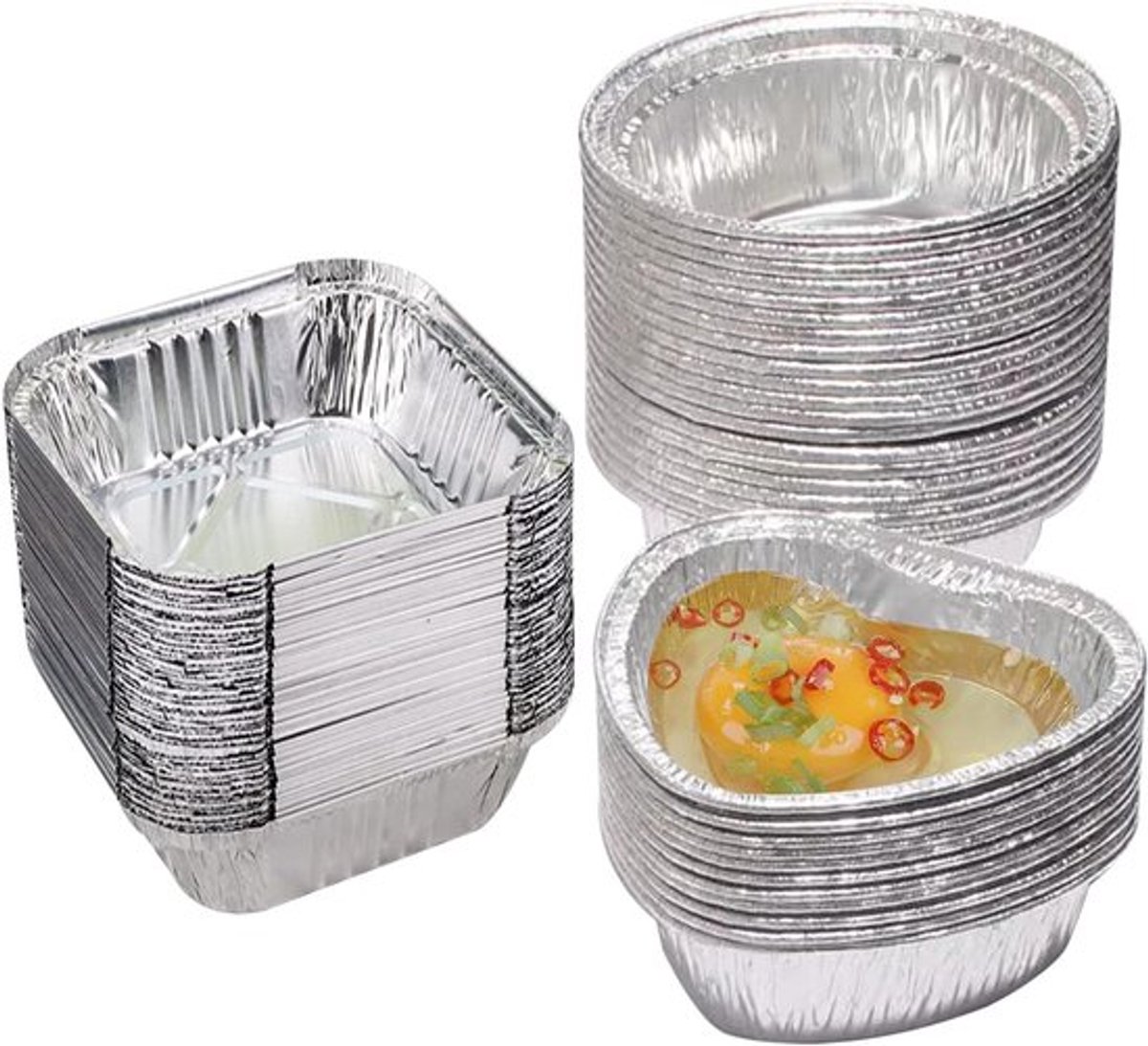 Foliebakjes voor Taarten, Brood en Muffins - Aluminium Bakjes - Draagbare Voedselcontainers - 60 stuks