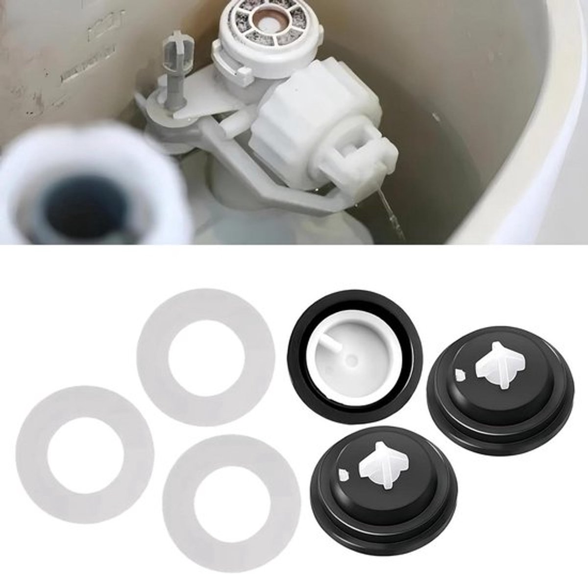 Vulventiel voor spoelbak - Afdichtingen en vlotters voor toiletspoelbak - Reserveonderdelen - Universeel inzetbaar - Set van 3