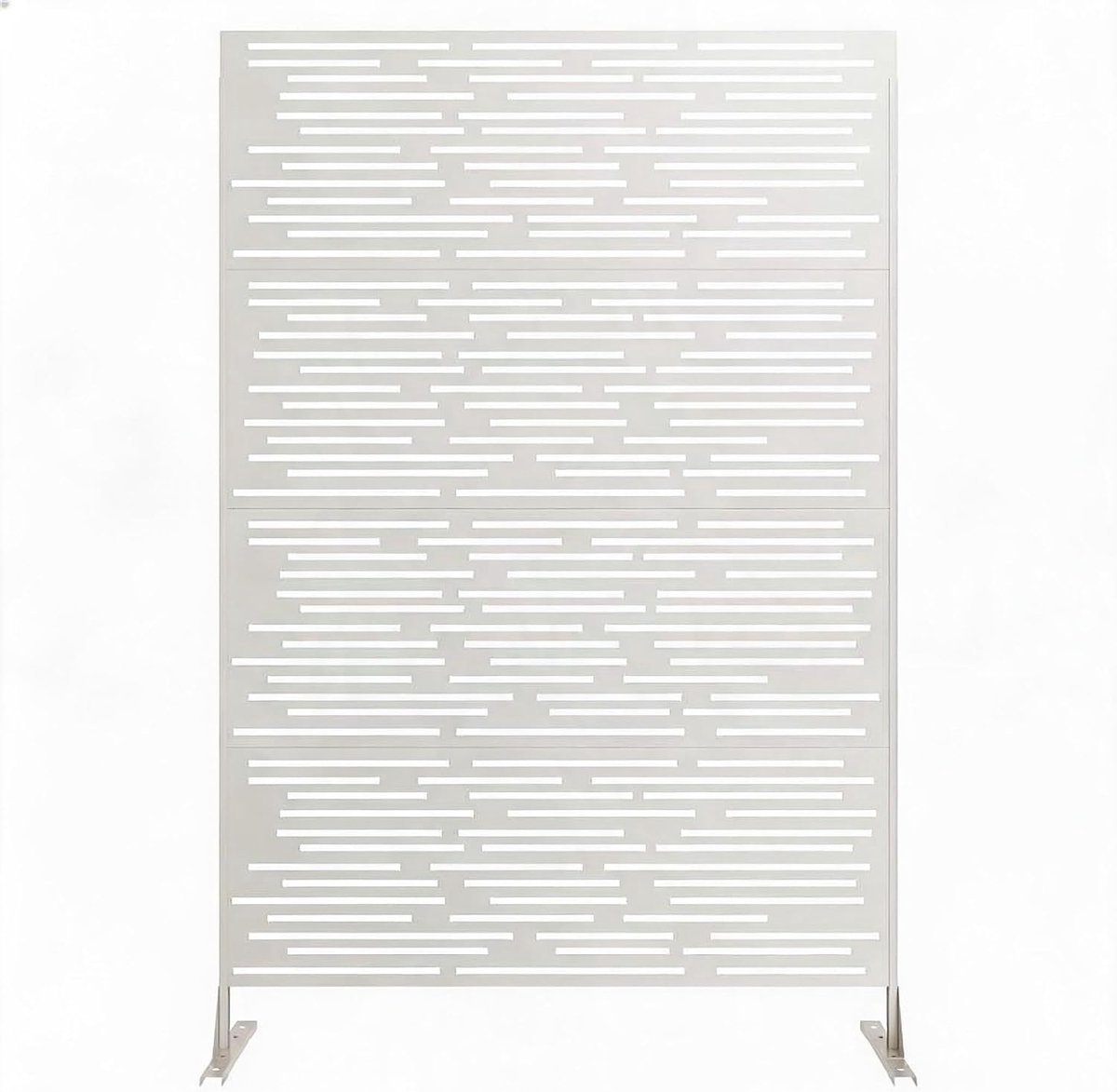 Metalen privacyscherm – voor tuin en terras – Vrijstaand decoratief scheidingshek met standaard – Roestbestendig paneel – 180 x 117 cm – Wit