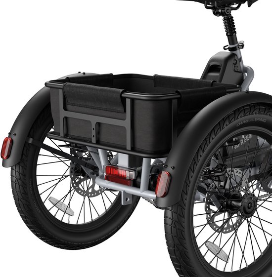 Fafrees Elektrische Driewieler - 20 Inch 48V 21Ah Accu - Dik Klapfiets E-Bakfiets - Elektrische Fiets - Elektrische Vrachtsfiets 180kg - 85km Bereik - Grote groentemanden aan de voor- en achterkant - Koppelsensor - Max 180kg Belasting - Zwart van FAFREES — afbeelding 5