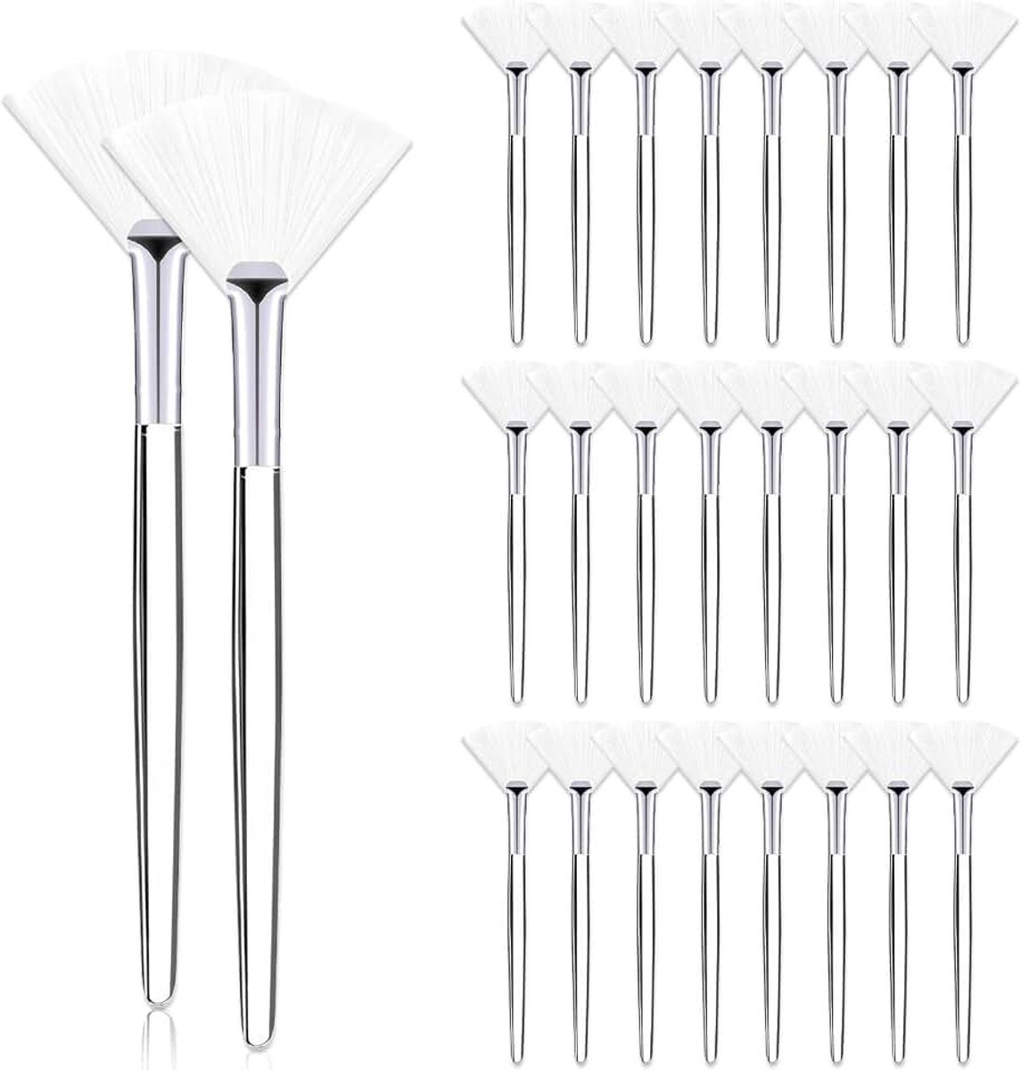 24 stuks platte kop schoonheidsspecialiste waaierborstels, zachte gezichtsborstel, cosmetische gezichtsapplicator gereedschap voor cosmetische huidverzorging spa thuis (wit)