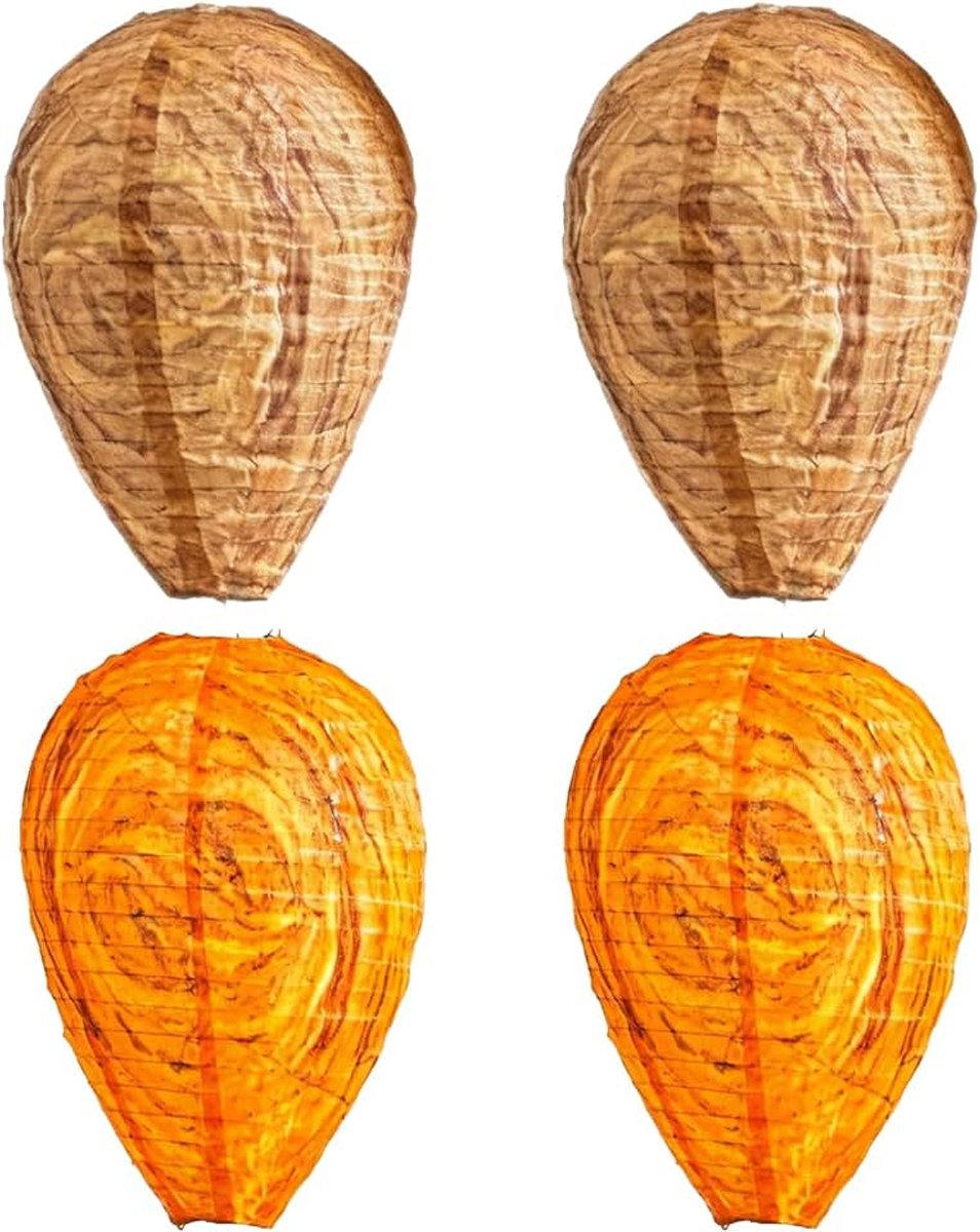 Nep, weerbestendig, 4 stuks, nep wespennest, hornest, nep om op te hangen, herbruikbare wespenafweer voor tuin, balkon, terras