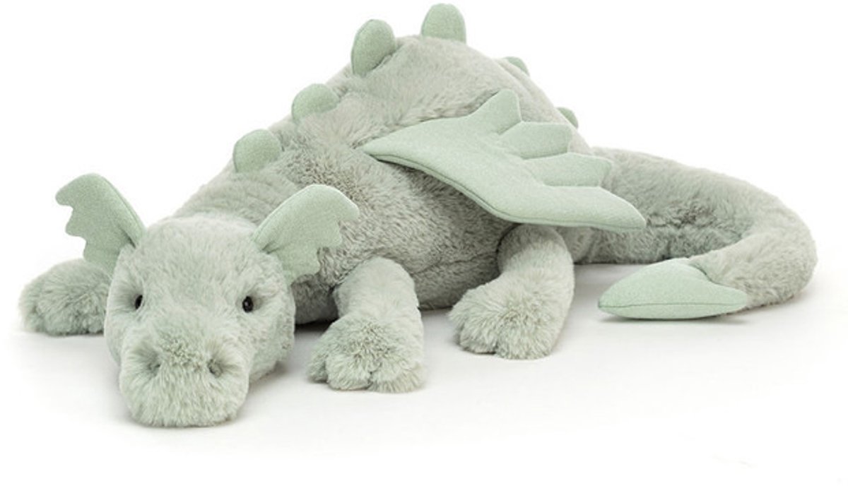 Casalora Pluche Knuffel – Draakkussen Drake Knuffel – 85 cm – Sknuffel Dino Speelgoed – Groen