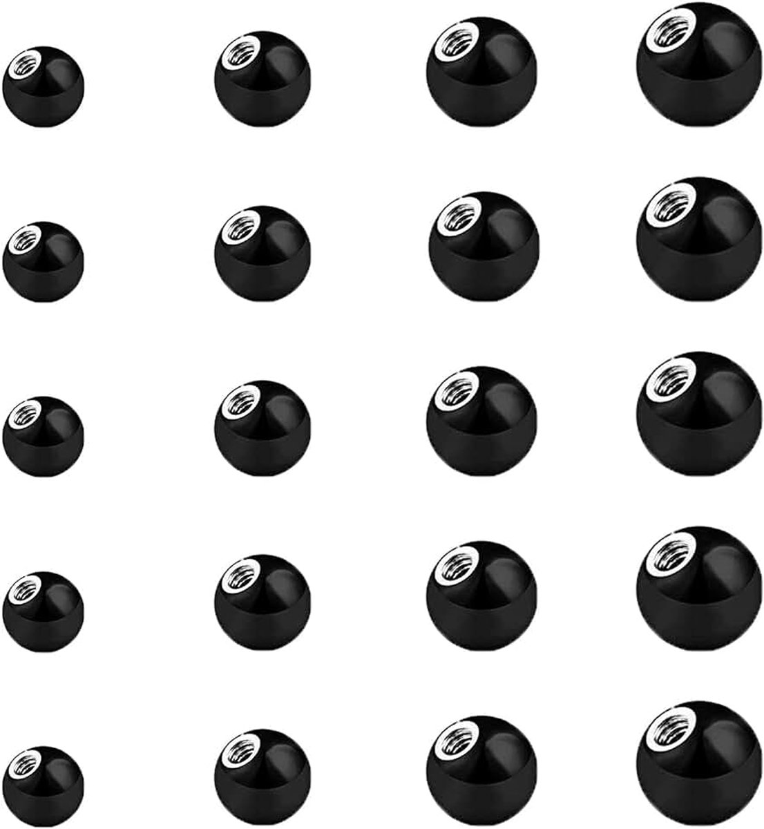 32 stuks piercing ballen 16G 14G roestvrij staal zilver vervanging schroef ballen 3/4/5/6mm voor lip neus helix tong buik piercing sieraden