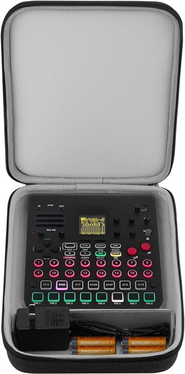 Audio Interface Carrying Case, compatibel met SONICWARE Lofi-12 XT/Limited Retro Color/CyDrums/SmplTrek, EVA harde schelp draagtas voor reizen (Donkergrijs)