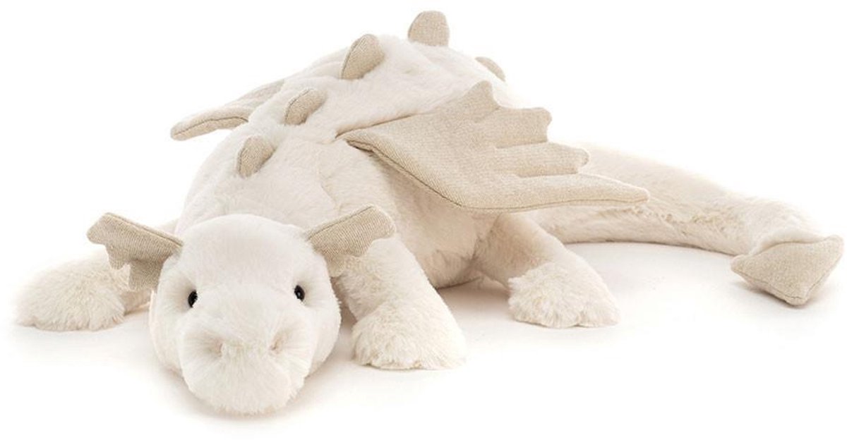 Casalora Pluche Knuffel – Draakkussen Drake Knuffel – 70 cm – Sknuffel Dino Speelgoed – Wit