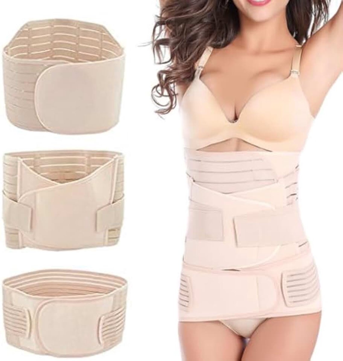 Elastische postpartumriem, 3-in-1 riem, buikgordel voor dames na geboorte, keizersnede