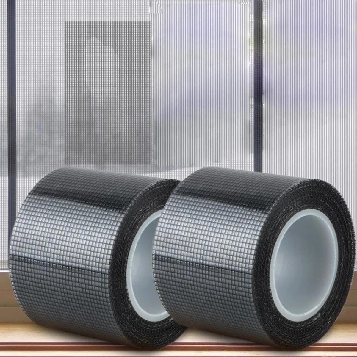 Hor Reparatie Tape - Muggennet Reparatie Tape - Raamhor Tape - Horrengaas Tools - Zelfklevend - Repareer Vliegenhor - Horrengaas Pleisters - Raamhorrengaas Reparatieset - 2 stuks - hor reparatie tape Zwart - 5cm*5m