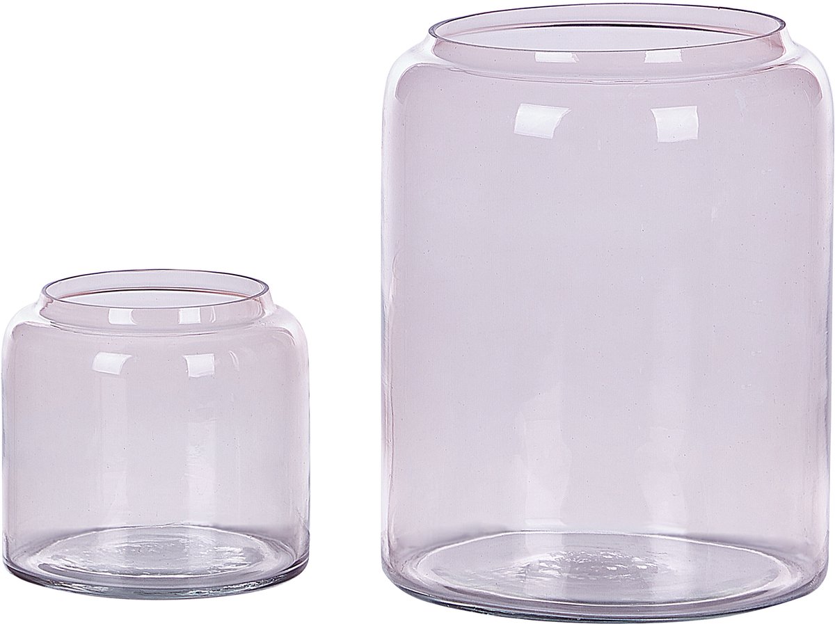 Beliani RASAM - Decoratieve vaas - Pastelroze - Glas