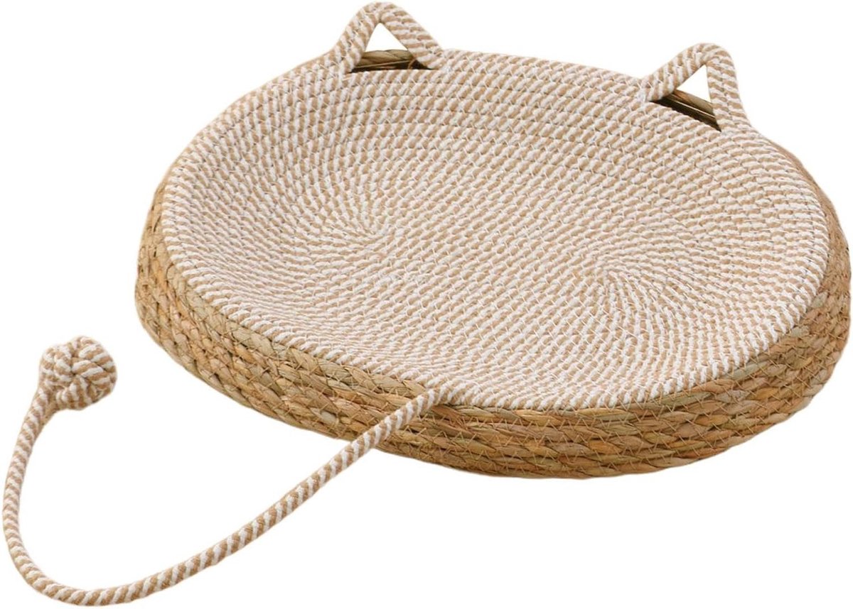 Kattenmand met Krabgedeelte - Krabmand Kitten - Spelen en Rusten - Veilig Open-Ring Ontwerp - 40x30x30 cm - Wit