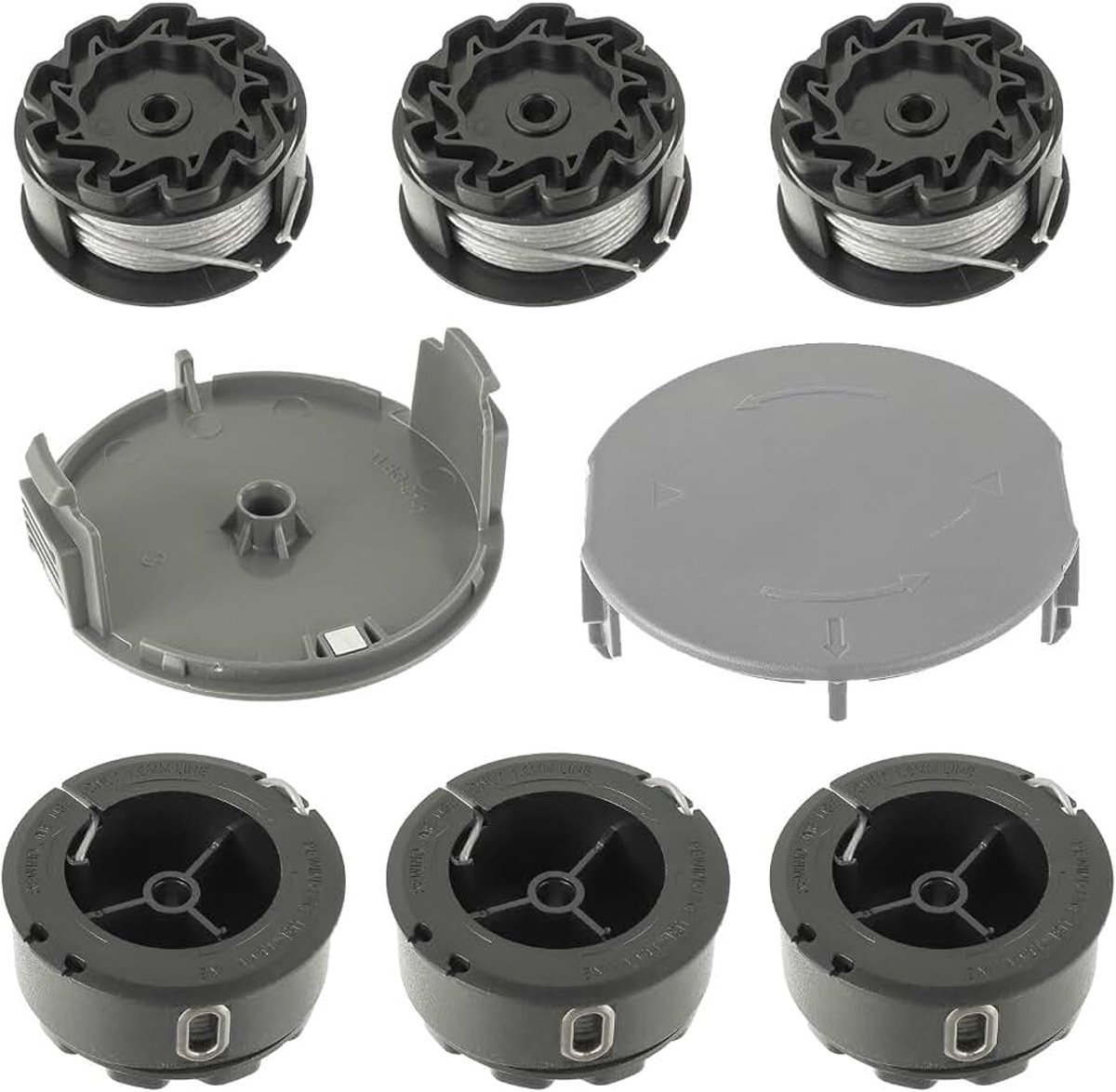 Draadspoel F016800570 compatibel met Bosch UniversalGrassCut 18 18-26 18-260, grastrimmerspoelen verwisselbaar met F016800570 reservespoelen (6 draadspoelen + 2 trimmerafdekking)