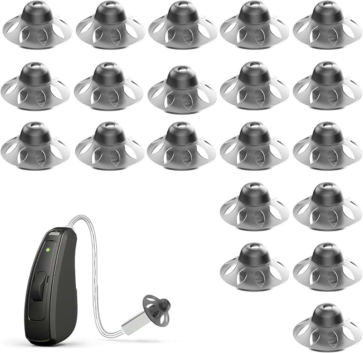 Domes, gehoorapparaten koppelen, 20 stuks gehoorapparaten accessoires schermpjes, vervangende zachte siliconen oordopjes voor gehoorapparaten, siliconen oordopjesdelen voor volwassenen