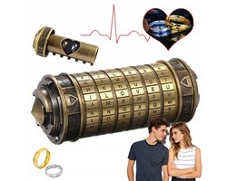Da Vinci Cijferslot - Mini Cryptex Slot - Puzzelslot - met Verborgen Vakjes - Metaal - Verstelbaar Wachtwoord - 6 Letters - Voor Jubileum & Valentijnsdag & Romantisch & Verjaardagscadeau