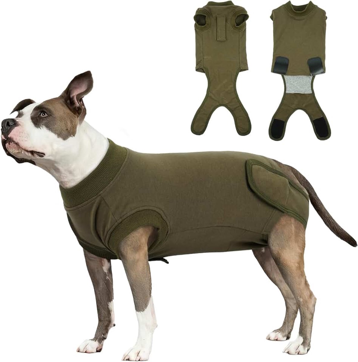 Herstelpak voor honden - Chirurgisch hondenpak van katoen met buikzak, achtersluiting aan de achterkant, wondbeschermingskleding na