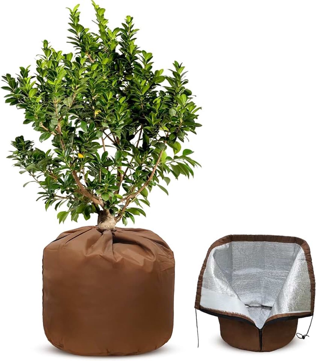 Potbescherming voor planten, winter, 50 x 45 cm, winterbescherming voor potplanten, thermische potbescherming voor planten, plantenbak, winterbescherming voor planten, met ritssluiting en