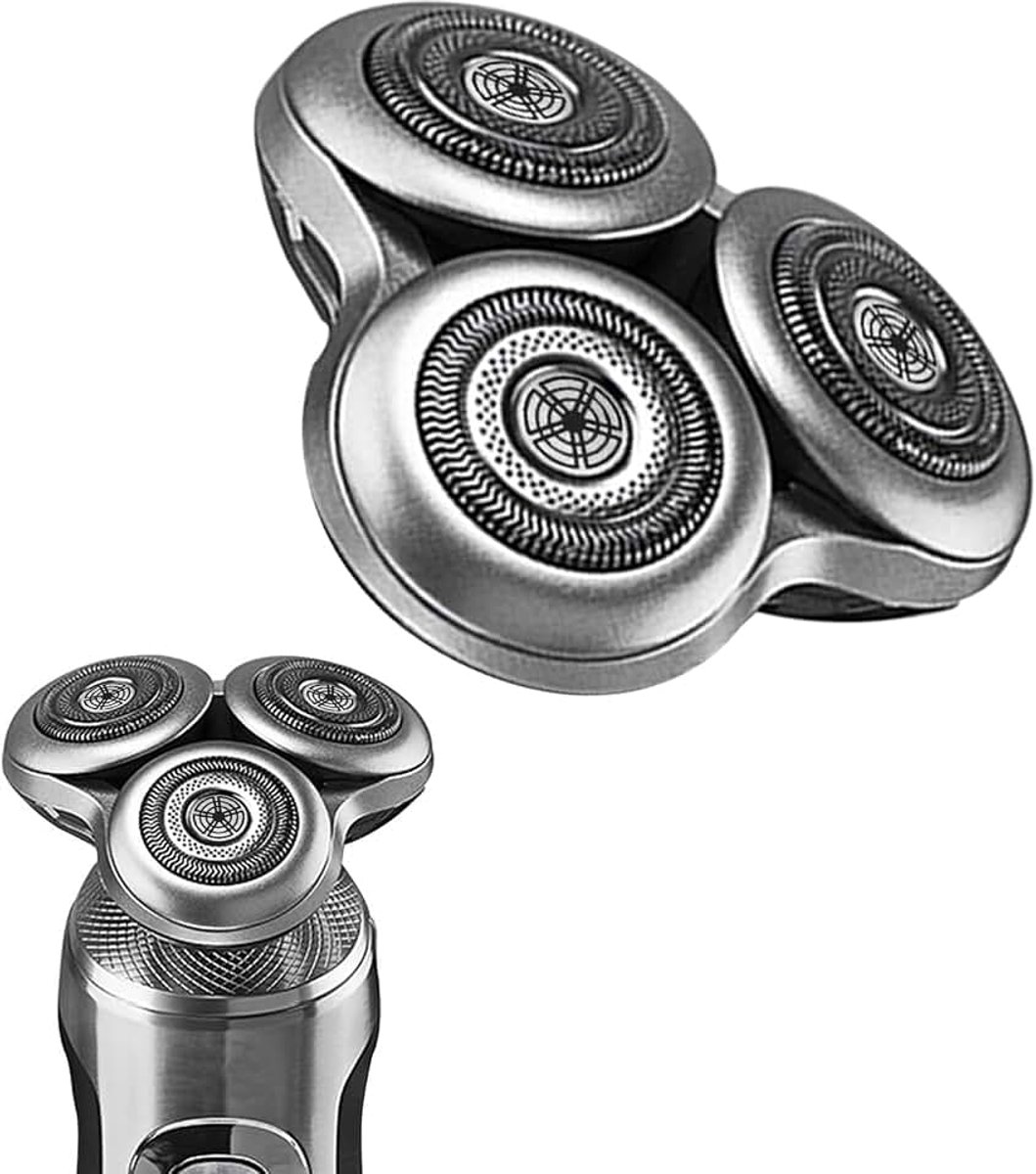 Komplete vervangende scherkop, compatibel met Philips Norel*o Serie 9000 scherkop, precisie scherkop met metalen houder en dubbele laagklingen, met reinigingsborstel, Zilver