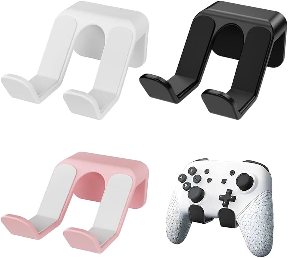 3 stuks controller-/hoofdtelefoonhouder, hoofdtelefoonhouder, wandhouder voor controller, universele joystick-houder voor Xbox-serie, PS5, PS4, switch, accessoires voor gaming-bureau (3 kleuren