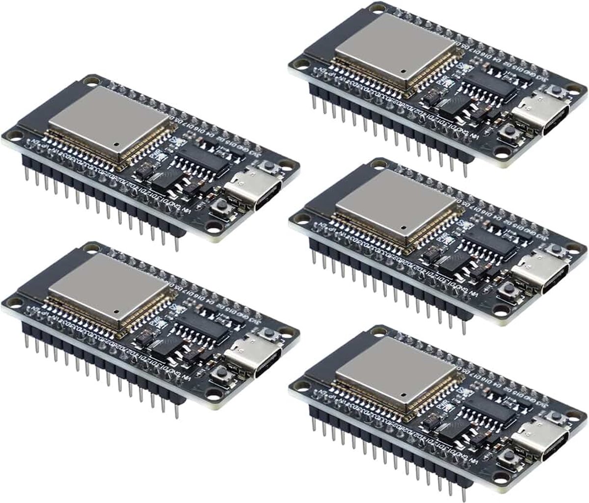ESP32 NodeMCU ontwikkelingsplaat, QIQIAZI voor ESP32 ESP32-NodeMCU voor ESP32 USB C-module, 2,4 GHz wifi + Bluetooth dual-cores, met CH340 chip, voor Arduino (5 stuks)