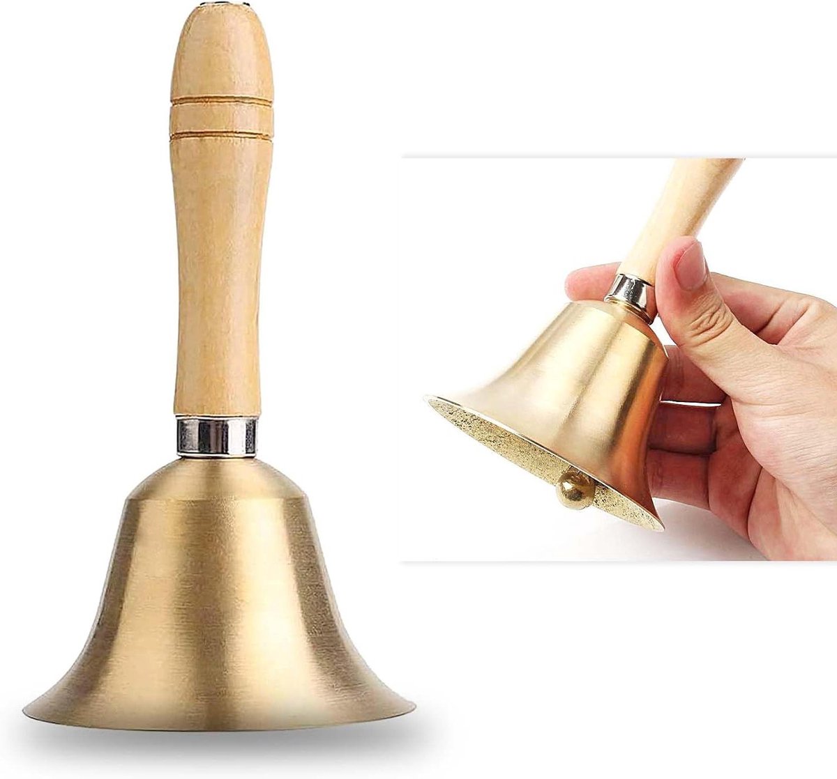 Handbel Messing - Service Bel - Evenementen Aankondigen - Luid Geluid - 915 cm - Goud