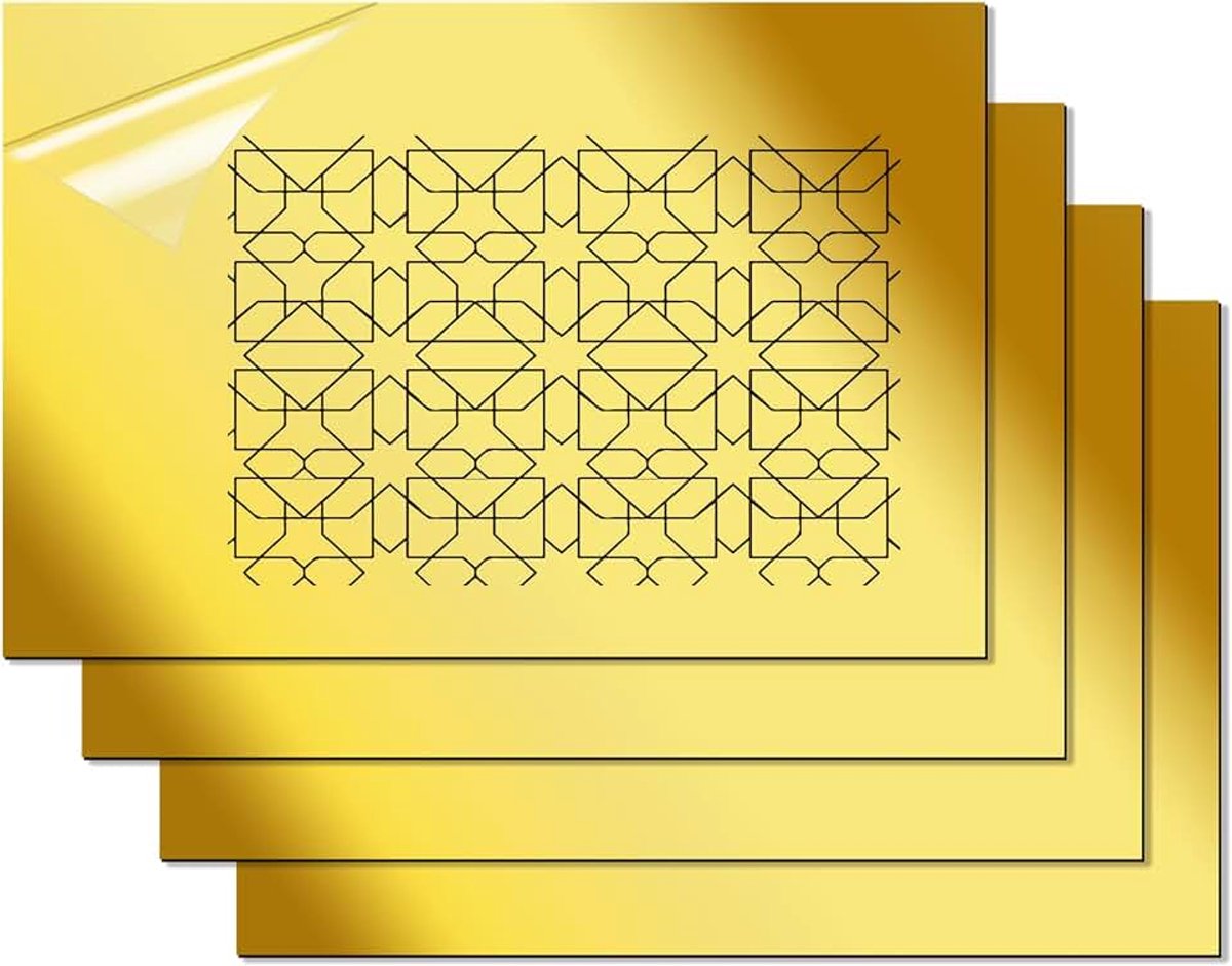 ABS kunststof plaat, graveerplaatjes onbewerkt 30 x 20 cm, kunststof graveerplaten zijn geschikt voor het graveren van schilderijen, deurbordjes en veiligheidsborden (4, spiegelgoud