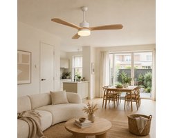 Plafondventilator met Licht 106 cm Houtlook – Stil DC Motor, LED 3 Kleuren & Afstandsbediening