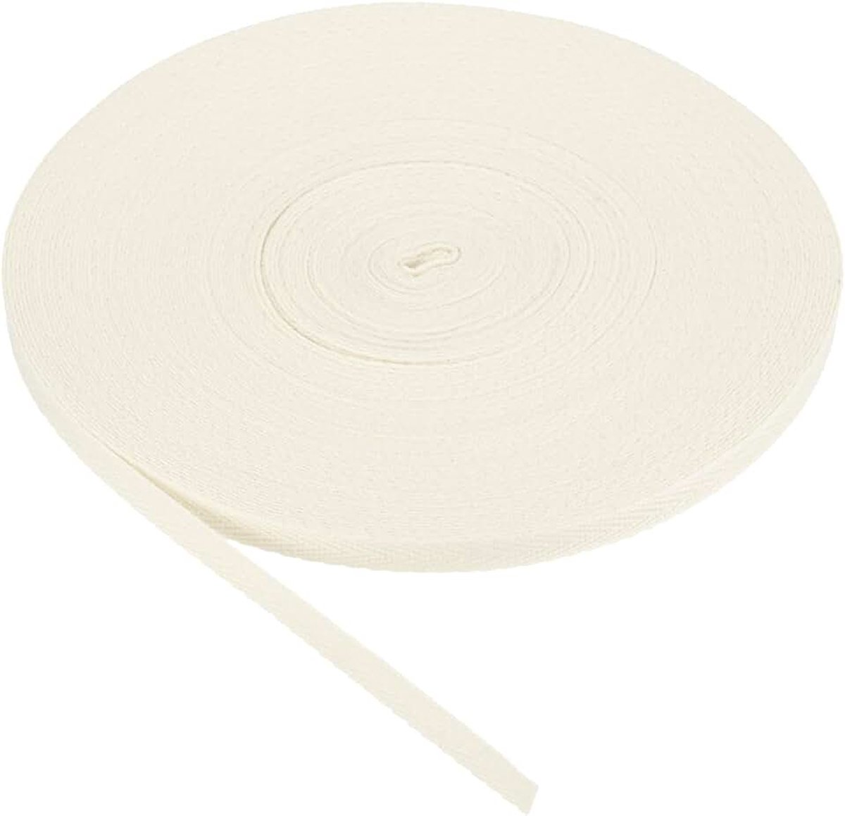 Katoen Twill Tape 6mm 23m Katoen Lint Bias Binding Tape Visgraat Webbing Trim voor Naaien Geschenkverpakking, Crème Wit