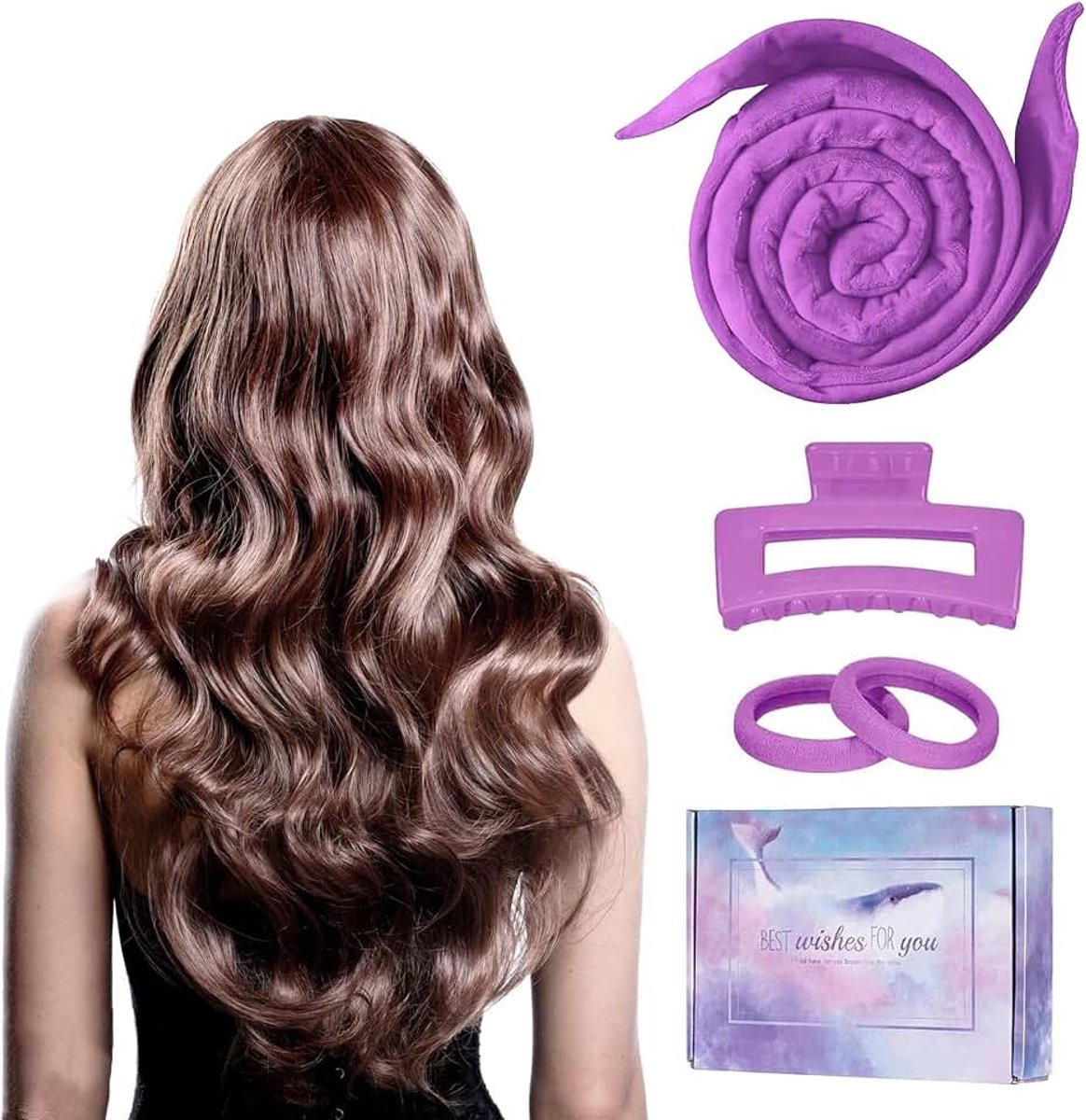 Krulspelden 's nachts met haarspeld heatless curls band hittevrije krulspelden zonder hitte hittevrije krulspelden voor lang medium haar paars