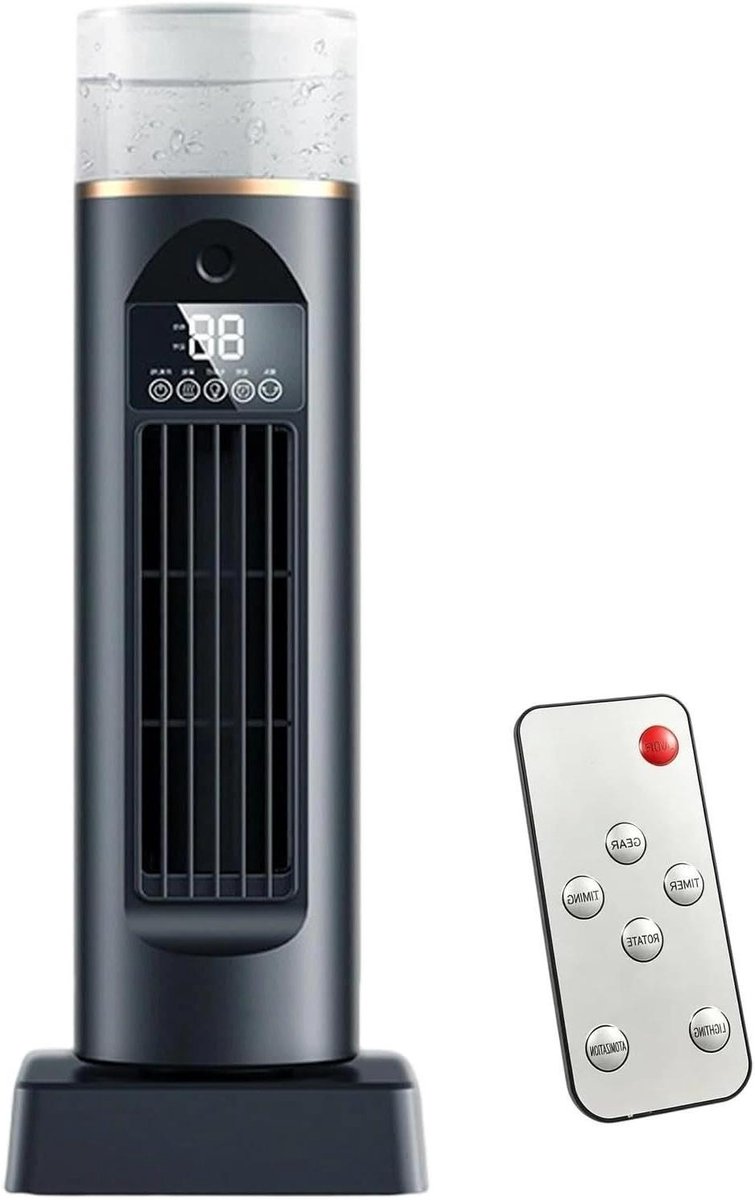 Torenventilator - Vleugelloze ventilator - Stil koelen - 6 standen - 38 cm hoog - Zwart