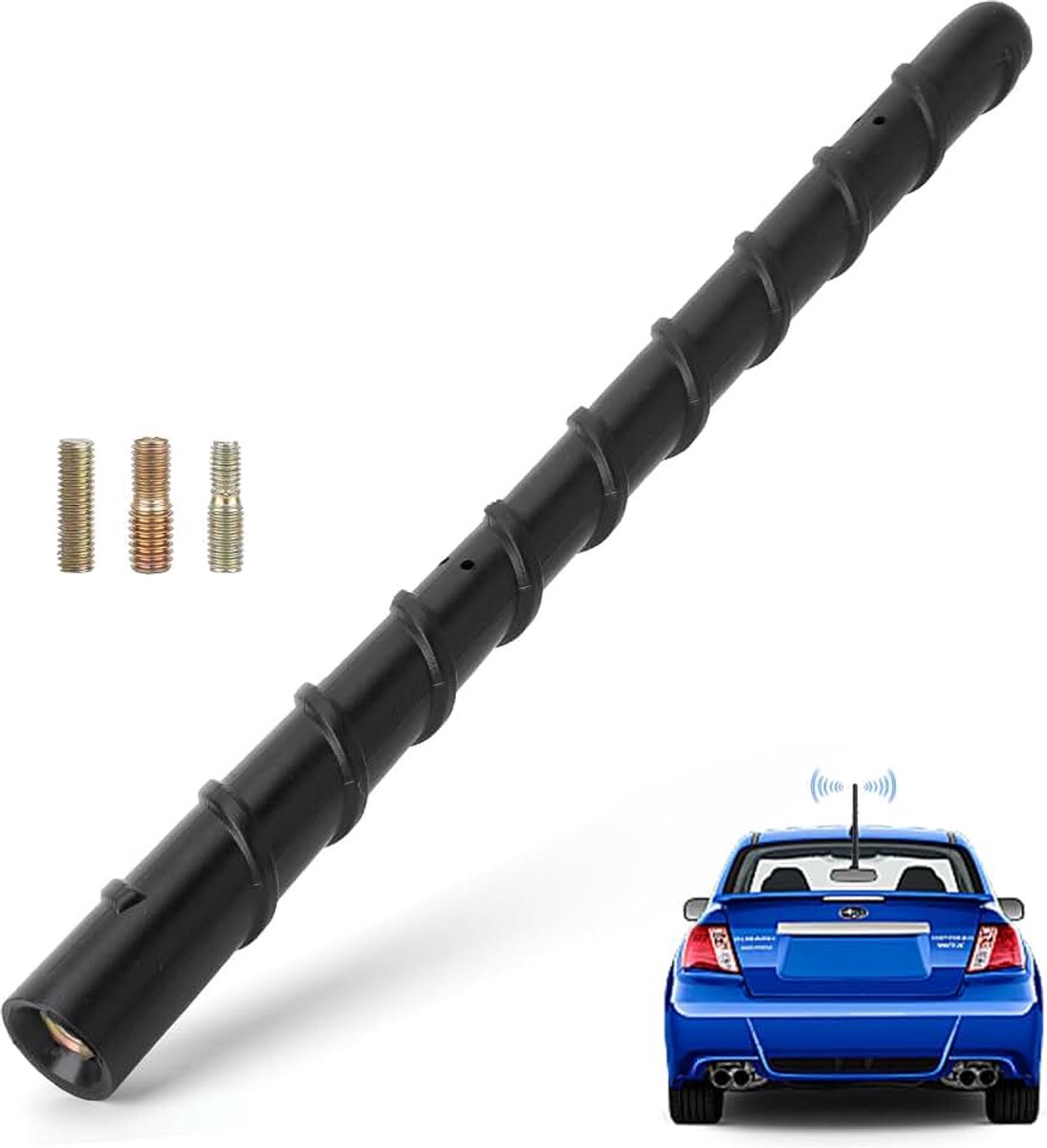 Autoantenne Kort 18cm Universele Autostangantenne Vervanging voor Autoradio Stabiele Sterke FM/AM/DAB Ontvangst Dakantenne met M4 M5 M6 Adapter voor alle Modellen