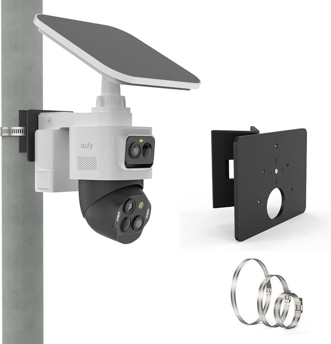 Masthouder paalmontagbeugel voor eufy Security eufyCam S4 en eufy PoE NVR Security System S4/S4 Max/E40, aluminium houder voor PTZ-camera, IP-camera's, zwart