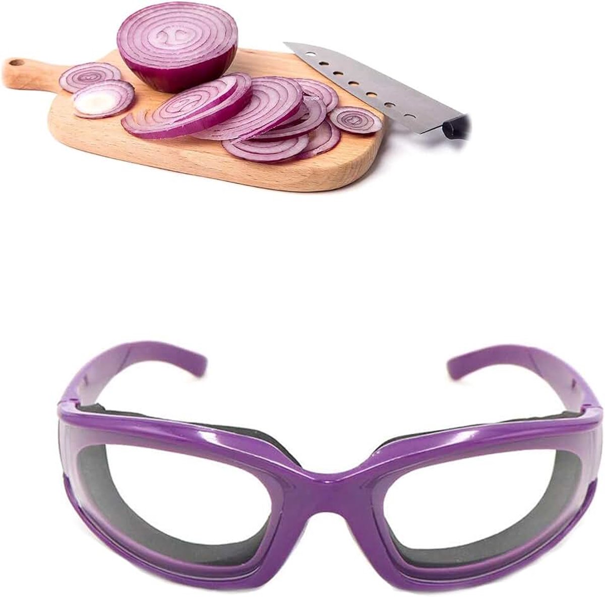 Beschermende bril voor uien, spatbescherming, oogbescherming, gezichtsbescherming voor vrouwen en mannen, thuis, gebruik van keuken, volledige activiteiten, paars